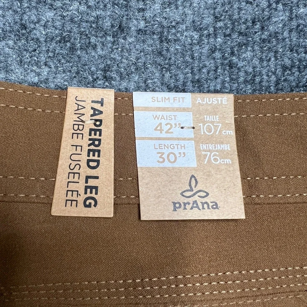 NWT PrAna Mens 42x30 Stretch Zion Slim Pant II Sepia Brown Cargo Hiking Pants‎